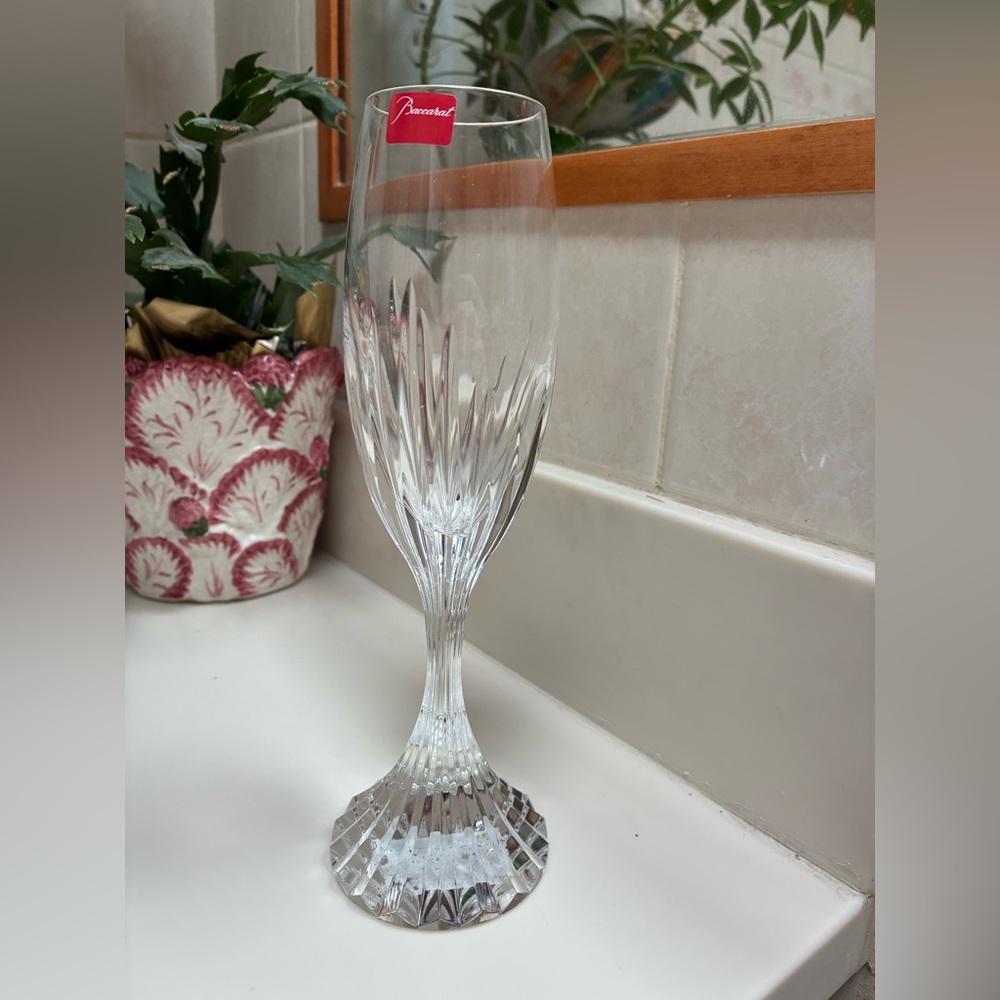 Baccarat Massena Clear Crystal Cut Champagne Flute with original tags